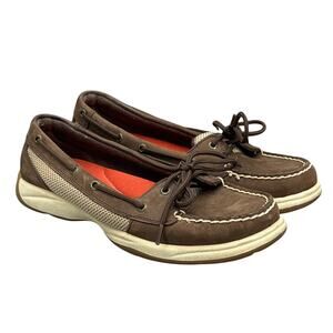 Sperry Top Sider Intrepid Brown Leather Slip On Comfort Loafer Boat Shoe 8.5